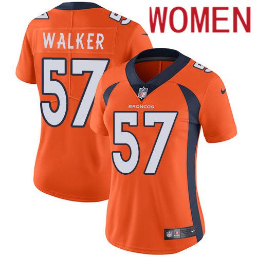 Women Denver Broncos #57 Demarcus Walker Orange Nike Vapor Limited NFL Jersey